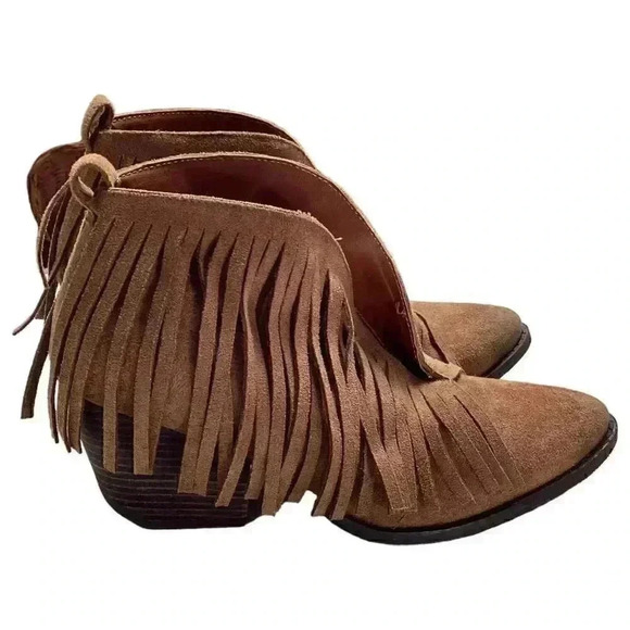 Coconuts by Matisse Lambert Women 8.5 Suede Fringe Western Ankle Boots Brown - Picture 3 of 9